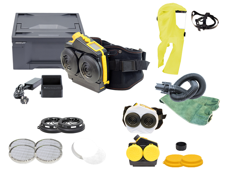 Ready-Pack e-breathe e-Flow PAD-Box / Multi-Hood Limited-Use (gelb) mit Kopfhalterung *L-Box*