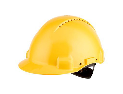 3M G3000 Schutzhelm gelb, belüftet, mit Uvicator, Ratsche und Kunststoffschweißband