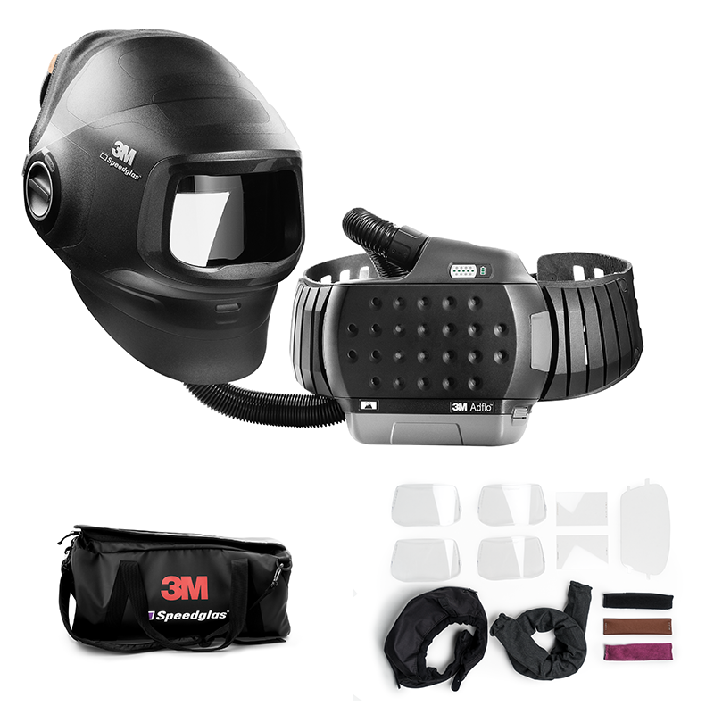 3M Speedglas Ready-Pack Adflo mit Schweißmaske G5-01 ohne Schweißfilter mit Verbrauchsmaterialsatz und Tasche (617809)