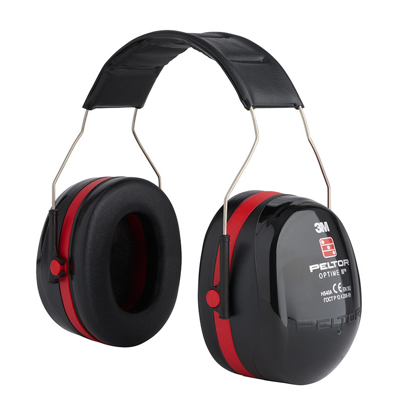 3M PELTOR Optime III Kapselgehörschützer, schwarz/rot, Kopfbügel, H540A-411-SV