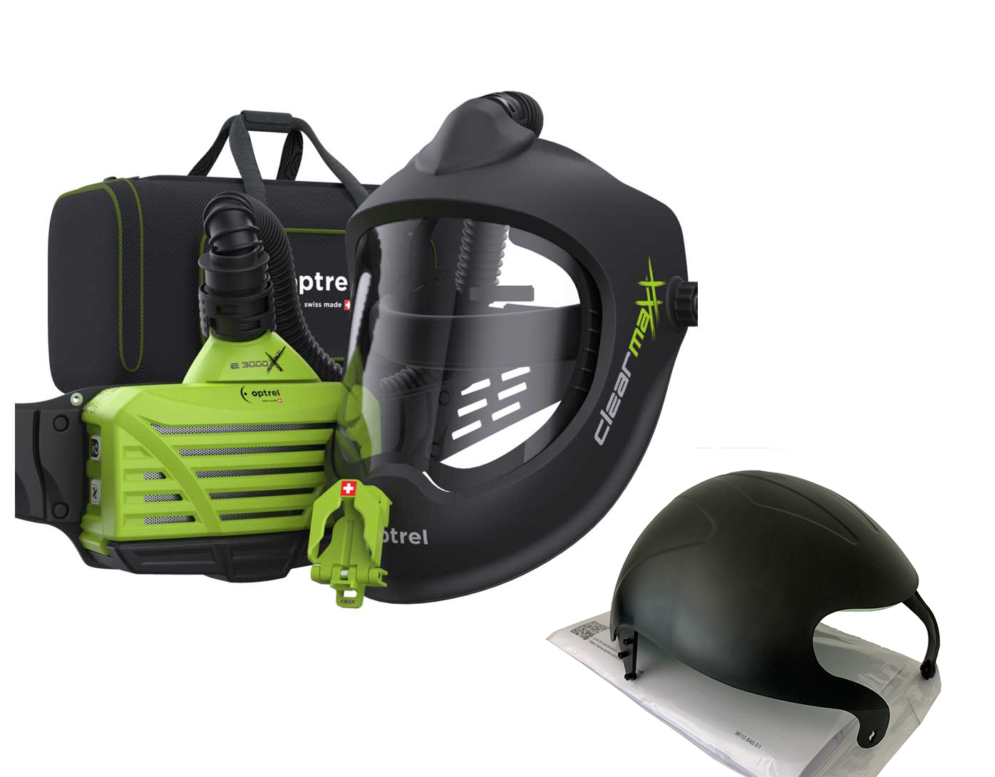 Optrel Ready-Pack Clearmaxx Frischlufthelm mit Anstoßkappe u. e300X Gebläse 