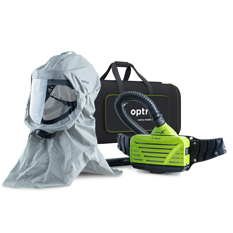 Optrel Ready-Pack Softhood Langhaube (grau) u. e300X Gebläse 